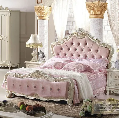 009 фошань французский кровать сразу фланель принцесса кровать отель  двойной твёрдая древесина меб… | Роскошные спальни, Идеи украшения спальни, Французская  кровать