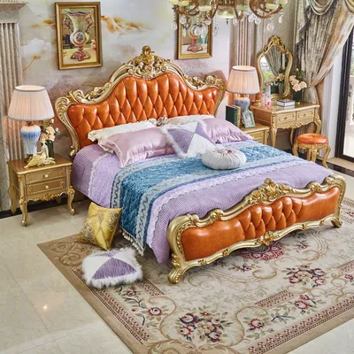 Европейская двуспальная кровать, благородная Золотая французская кровать  принцессы, свадебная кровать | AliExpress