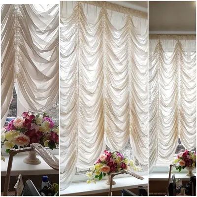 Французские шторы в гостиную пошив на заказ в Москве , цены на пошив -  студия текстильного декора \"Амели\"