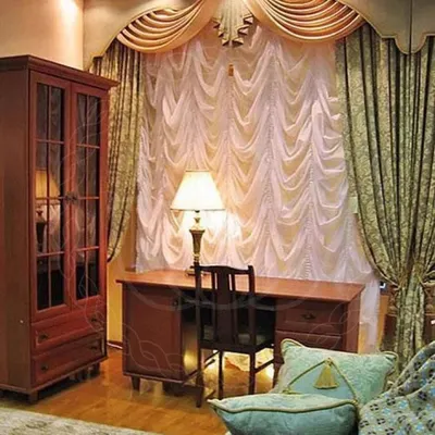 Французские шторы в кабинет пошив на заказ в Москве , цены на пошив -  студия текстильного декора \"Амели\"