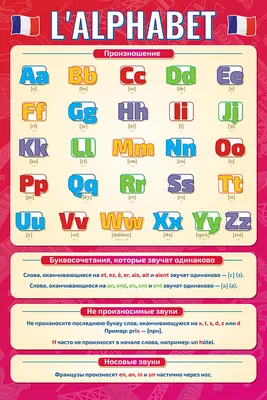 Таблица демонстрационная Французский алфавит в картинках (с  транскрипцией)(винил 70х100)