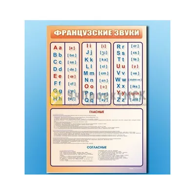 Обучающий плакат \"Французский алфавит\", формат А2, 45х60 см, картон