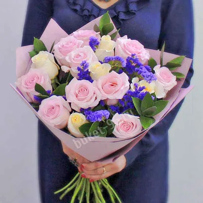 Купить Нежный букет французской кремовой розы с эквалиптом model №171 в  Новосибирске