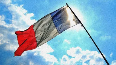 Французский флаг Франции над голубым небом Стоковое Фото - изображение  насчитывающей европа, национально: 121342608