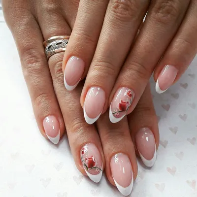 Купить 24 шт. съемные накладные ногти DIY маникюр короткие круглые  накладные ногти французский градиент розовый | Joom