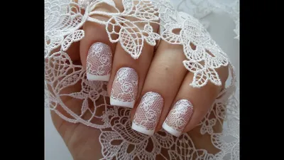 Белое кружево и французский маникюр / White lace manicure + french manicure