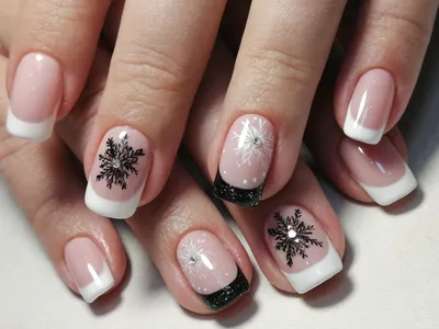 Накладные ногти для французского маникюра, новые рождественские длинные  квадратные ногти со снежинками и миндалем, накладные ногти с полным  покрытием Starlight, накладные ногти «сделай сам» | AliExpress