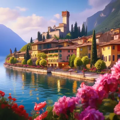 Озеро Гарда, Италия.» — создано в Шедевруме