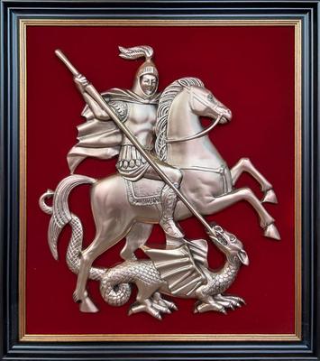 Герб Москвы размер 52х62 см барельеф щит МДФ металлонапыление рамка под  золото | INARI