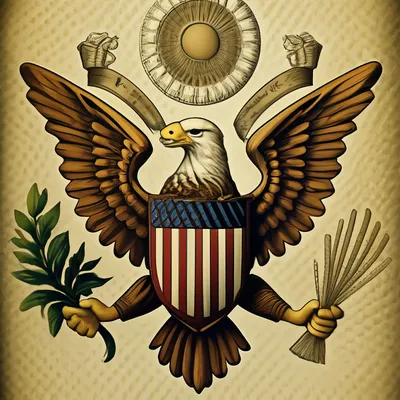 Американский, герб США на старой бумаге Стоковое Фото - изображение  насчитывающей пальто, конспектов: 169125522