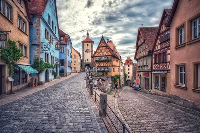 Обои для рабочего стола Германия Rothenburg HDRI Улица город Здания