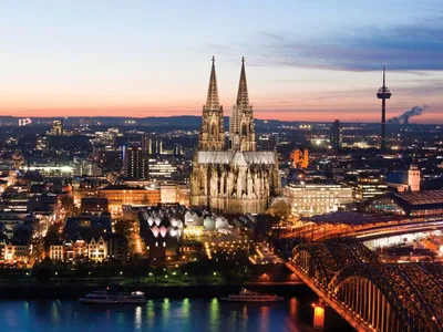 Aerial Cologne Cathedral And Hohenzollern Bridge, Cologne, Germany Stock  Photo, Picture and Royalty Free Image. Image 46981631.