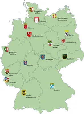 Германия и ее федеральные земли и их столицы - список и описание, карта  Германии с 16 федеральными землями | Deutsch-online