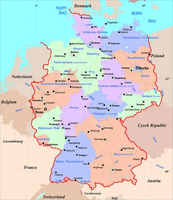 Германия - карта Германии - высокое детальное Иллюстрация штока -  иллюстрации насчитывающей мюнхен, детально: 139904043