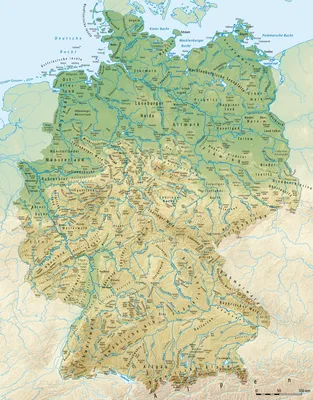 Германия. Физическая карта - Страны мира - Каталог | Каталог векторных карт