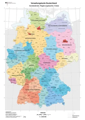 Карта Германии и соседних стран - Германии и близлежащих странах карты  (Западная Европа - Европа)