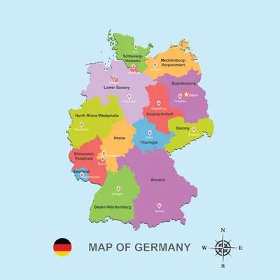 Карты Германии | Подробная карта Германии на русском языке | Туристическа карта  Германии | Карта автомобильных дорог Германии | Политическая,  Административная, Физическая карта Германии