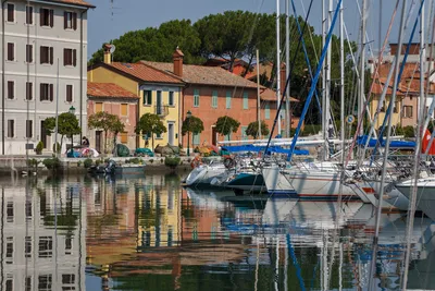 Town Of Grado Waterfront Aerial View, Friuli-Venezia Giulia Region Of Italy  Фотография, картинки, изображения и сток-фотография без роялти. Image  195934950