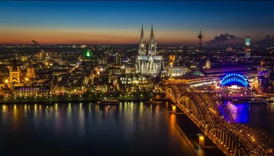 Фотографии Кёльн Германия Реки в ночи город Здания 2560x1440