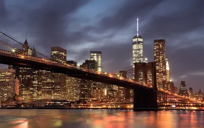 Скачать обои город, Нью-Йорк, вечер, skyline, night, usa, new-york, раздел  город в разрешении 1920x1080