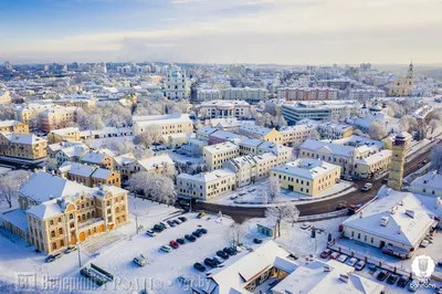 Соскучились по снегу? Смотрите на снежный Гродно с высоты птичьего полета —  Вечерний Гродно