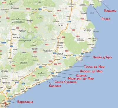 Карта Коста Брава и Коста дель Маресме | Турист, Карта, Испания