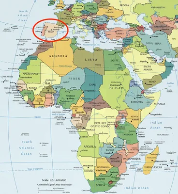 Карта Испании и Африке - Африка и Испания карта (Южная Европа - Европа)