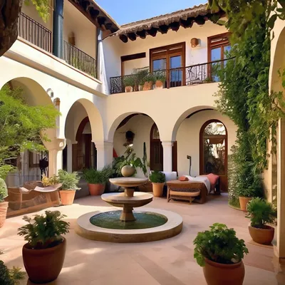 Типичный андалузский двор в Испании Стоковое Фото - изображение  насчитывающей гераниум, исламско: 59885336