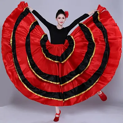 Испанский танцевальный костюм, Классический Цыганский танцевальный костюм,  фламенко для женщин, свободная юбка, сражение с бульдогом, выступление на  животе 360/540/720 | AliExpress