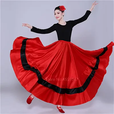 Женский испанский танцевальный костюм, Классический Цыганский танцевальный  костюм, платье фламенко, свободная юбка, сражение с бульдогом, выступление  на животе 360/540/720 | AliExpress
