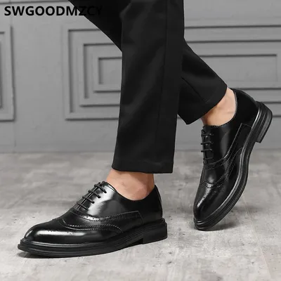Официальная обувь мужская обувь Элегантная итальянская мужская модельная  обувь высококачественные Мужские броги, оксфорды синий и коричневый цвет,  европейские размеры 38-47 | AliExpress