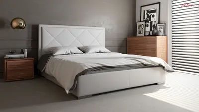 Красивая крепкая стальная кровать с белым мягким изголовъем \"Итальянский\"  стиль - ручная горячая художественная ковка на заказ.