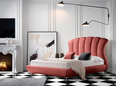 Стильная кровать с мягким изголовьем AL-0005 \"August Patricia\".  Оригинальный итальянский дизайн.