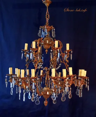 Итальянская подвесная люстра удлиненной формы с хрустальными чашками. 12  ламп. ASTRID/12 Light Style