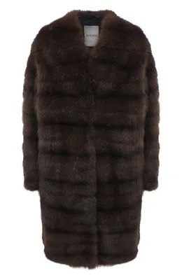 Купить пальто из меха баргузинского соболя с английским воротником S-415