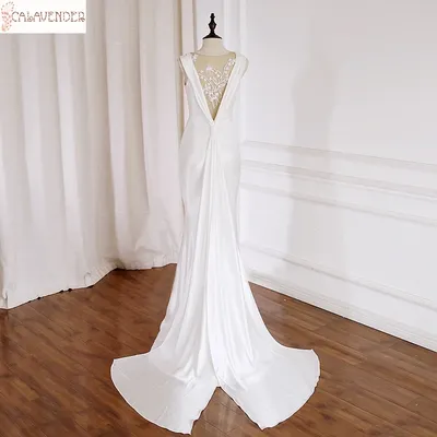 Итальянские Свадебные платья со шлейфом, юбка-годе, свадебные платья с  глубоким вырезом, свадебные платья | AliExpress