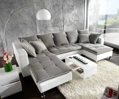Небольшой угловой диван LUNA с металлическими ножками в белом исполнении
