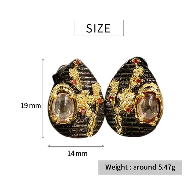 Купить Изысканные золотые серьги с цветком, блестящие женские серьги с  натуральными кристаллами, черное золото, стильные итальянские дизайнерские  оригинальные ювелирные изделия | Joom