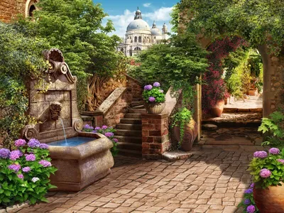 Итальянский дворик с фонтаном\"