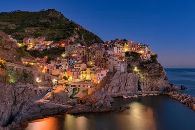 Desktop Wallpapers Italy Manarola Sea Rock Coast Houses Cities