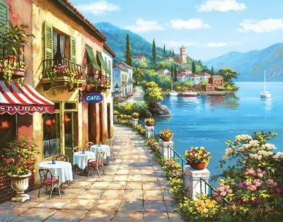 Overlook Cafe I Wall Mural by Sung Kim | Italian Wallpaper - Murals Your Way