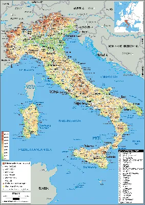 Italy Map (Physical) - Worldometer