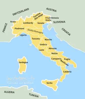 Where to go in Italy: map of the regions of Italy