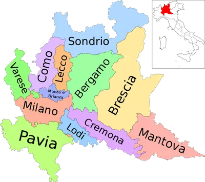 Lombardia, Milano, Bergamo, Brescia, Como, Cremona, Lecco, Lodi, Mantova,  Pavia, Sondrio, Varese