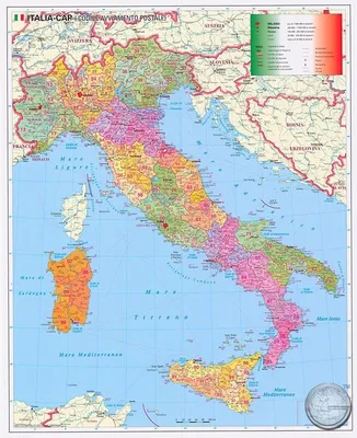 1907 год. Италия, старинная карта, Руднев СПБ
