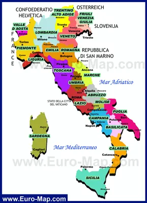 Карта Италии с городами на русском языке. Карта Италии с курортами —  Туристер.Ру