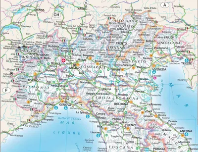 Карты Болоньи | Подробная карта Болоньи с достопримечательностями | Болонья  на карте Италии