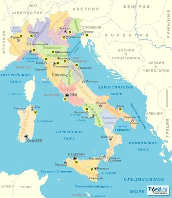 Карта курортов Италии / Travel.Ru / Страны / Италия / Карты