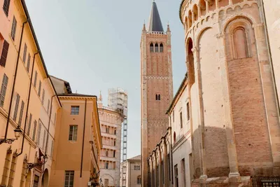 Parma. View of the River Parma from the Ponte di Mezzo