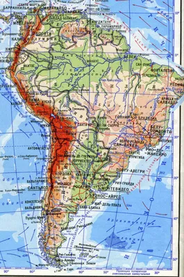 Южная Америка. Физическая карта - Части света - Каталог | Каталог векторных  карт